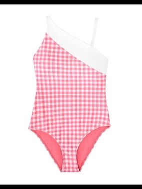 Pink & White Checked One Piece Swimsuit